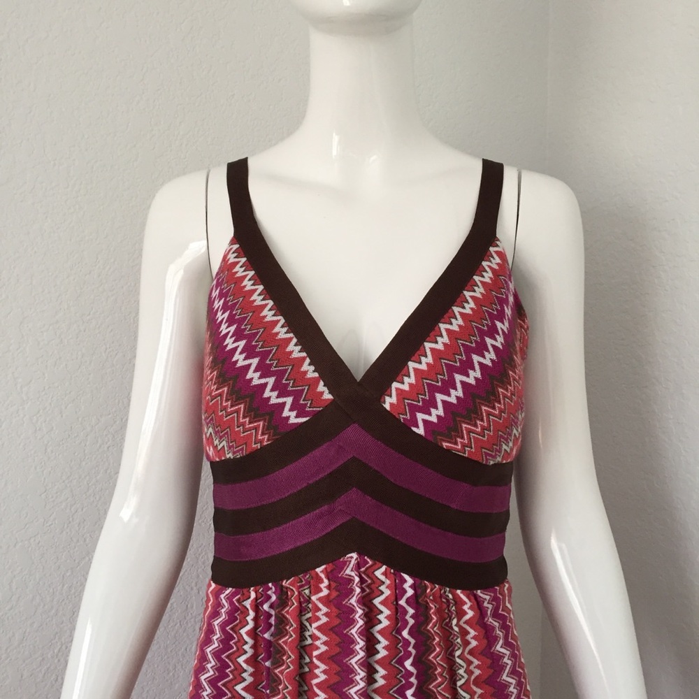 Kay unger multi color knitted chevron print dress - Picture 2 of 7